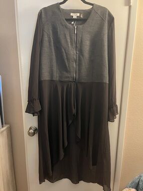 Black Two-Tone Zip Front Dress